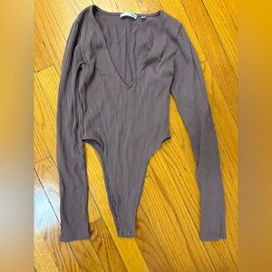 Aritzia Wilfred Ribbed Brown One Piece